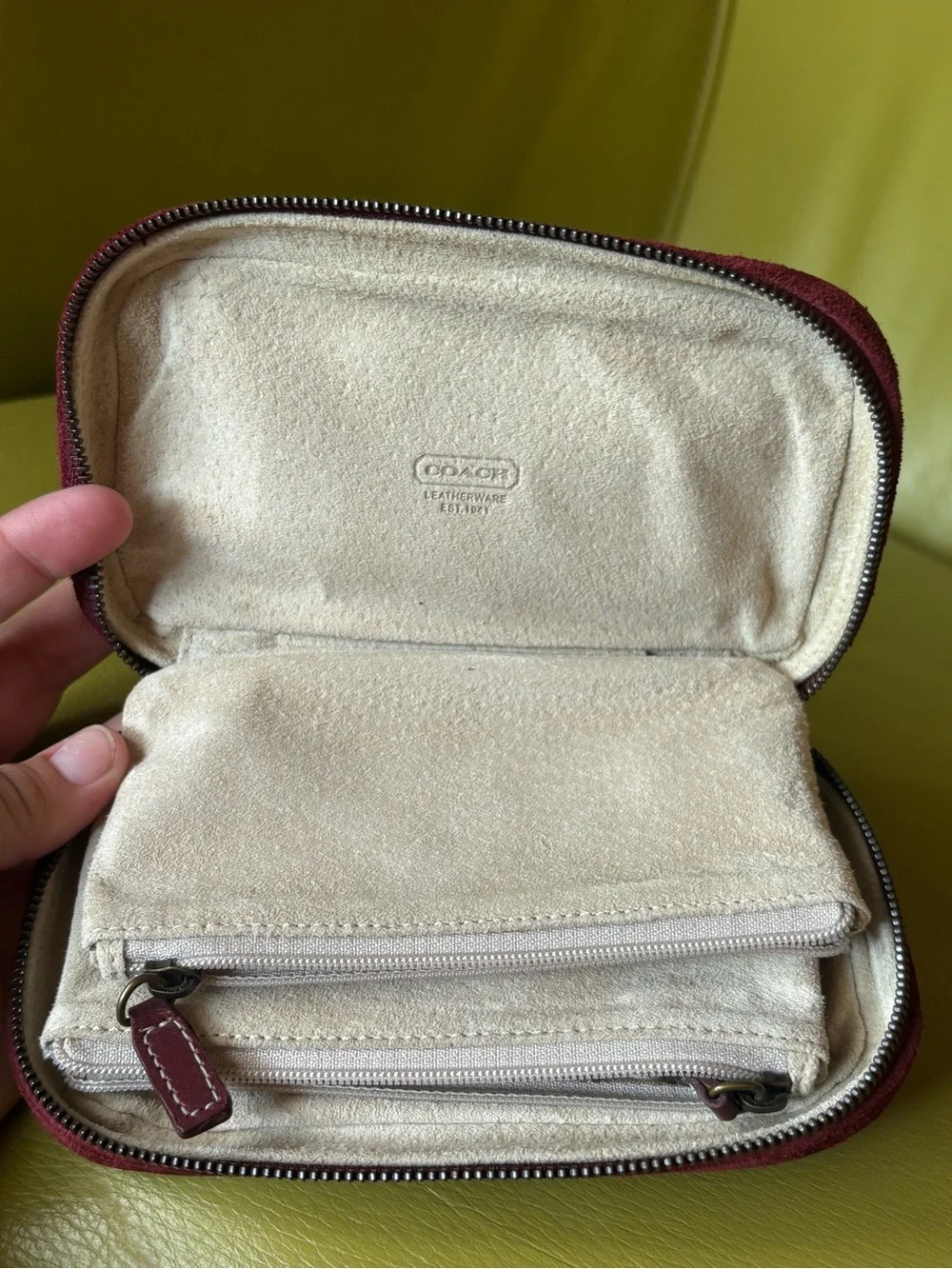 Vintage Coach Burgundy Suede Travel Jewelry Case Organizer Y2K